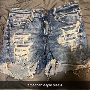 American Eagle Outfitters Blue Distressed Jean Shorts